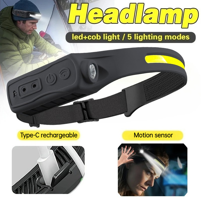 Outdoor Power Head - 강력한 COB LED 센서 헤드램프 충전식