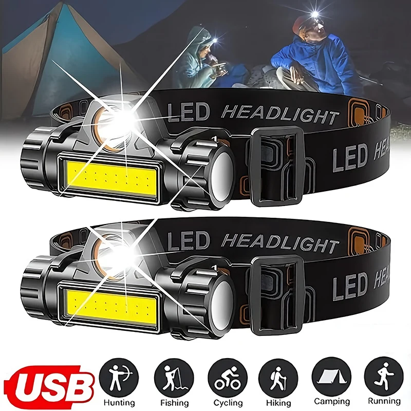 Outdoor Power Head - 충전식 COB LED USB 헤드램프 강력한