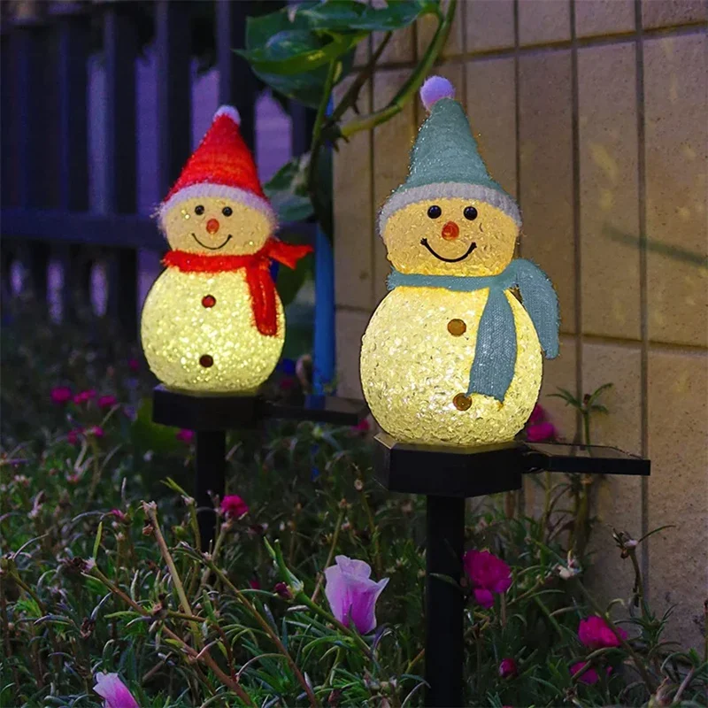 Outdoor Solar Power Xmas Lights - 태양광 LED 눈사람 분위기 조명 야외