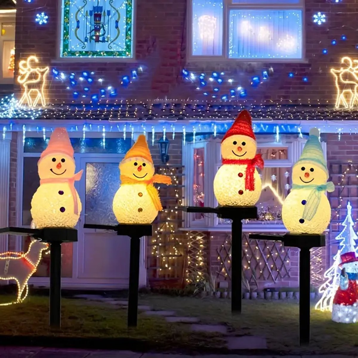 Outdoor Solar Power Xmas Lights - LED 눈사람 태양 정원 조명 야외