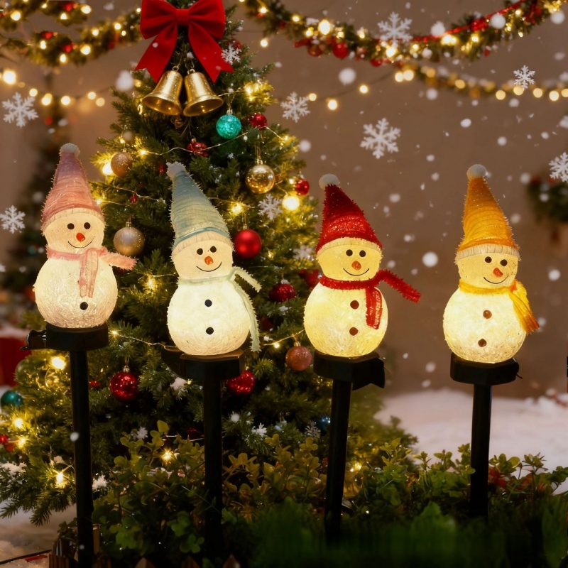 Outdoor Solar Power Xmas Lights - LED 눈사람 태양광 정원등 야외 지상