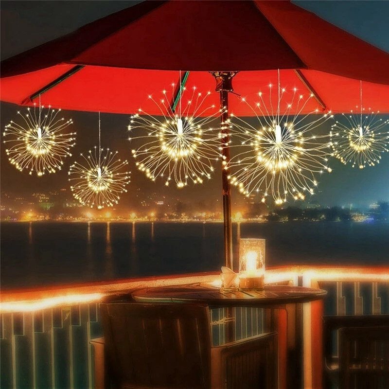 Outdoor Solar Power Xmas Lights - 200 LED 태양광 램프, 스타버스트 스트링