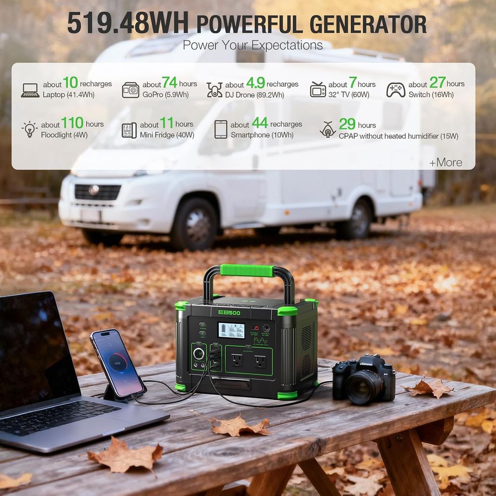 500W 휴대용 파워스테이션 519.48Wh 야외용 발 - Outdoor Power Port 리뷰 및 가격